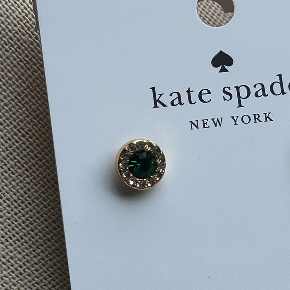 Sold- Kate Spade You’re A Gem Pave Halo Studs In Emerald Green Colour New - Picture 8 of 9